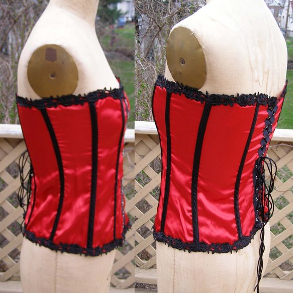 NEW size 38 Intimate Attitudes Red Lace up Corset - Picture 3 of 10